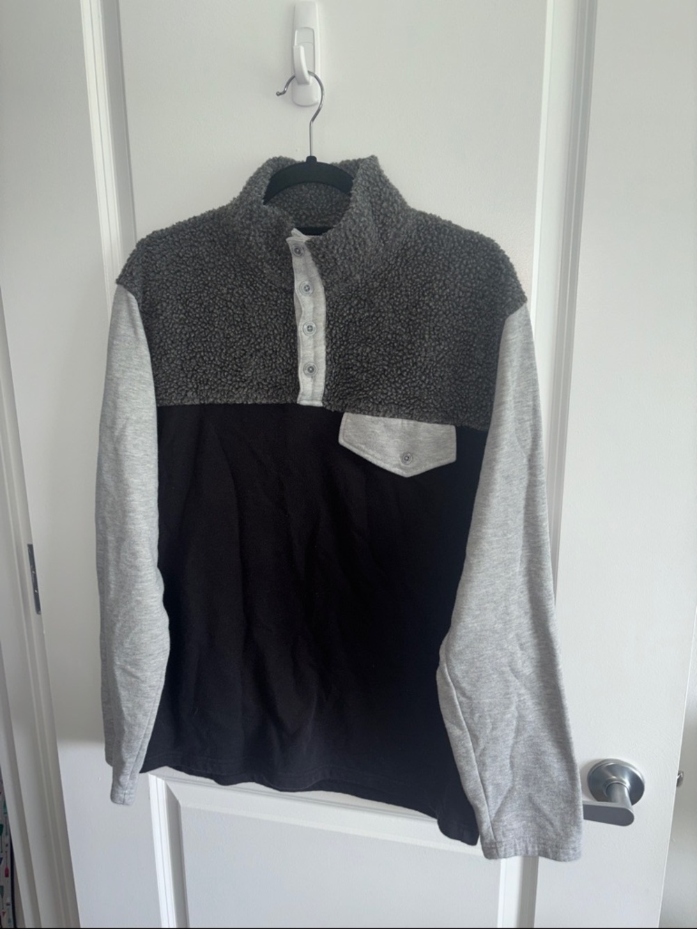 Weatherproof Gray & Black Sherpa-Trim Pullover